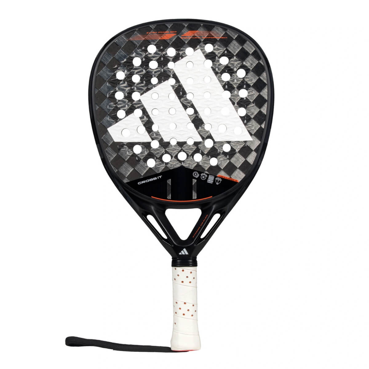 Adidas Cross It 3.4 padel racket zwart met wit logo adidas vooraanzicht