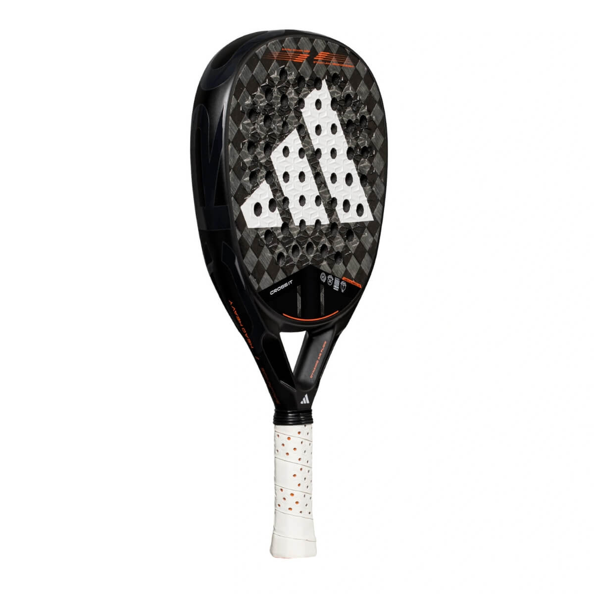 Adidas Cross It 3.4 padel racket zwart met wit logo adidas schuin vooraanzicht