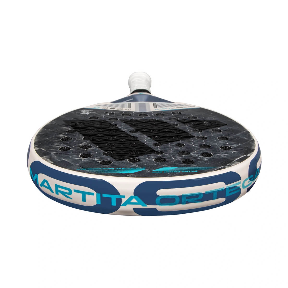 Adidas Cross It Light 3.4 padel racket wit blauw bovenaanzicht met zwart adidas logo.