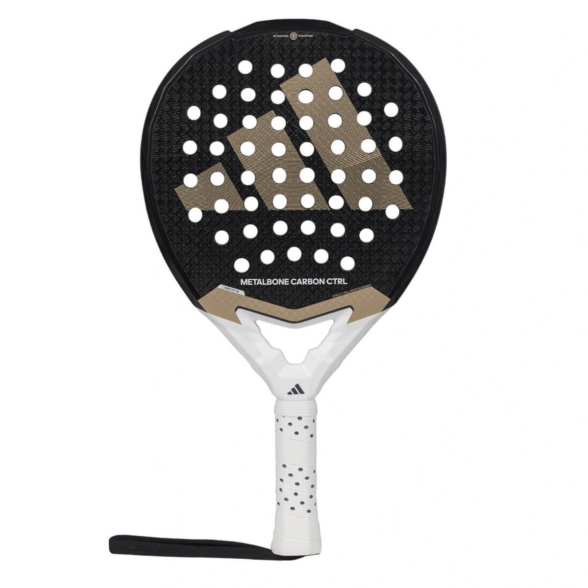 Adidas Metalbone Carbon Ctrl 3.4 padel racket zwart met gouden logo adidas vooraanzicht