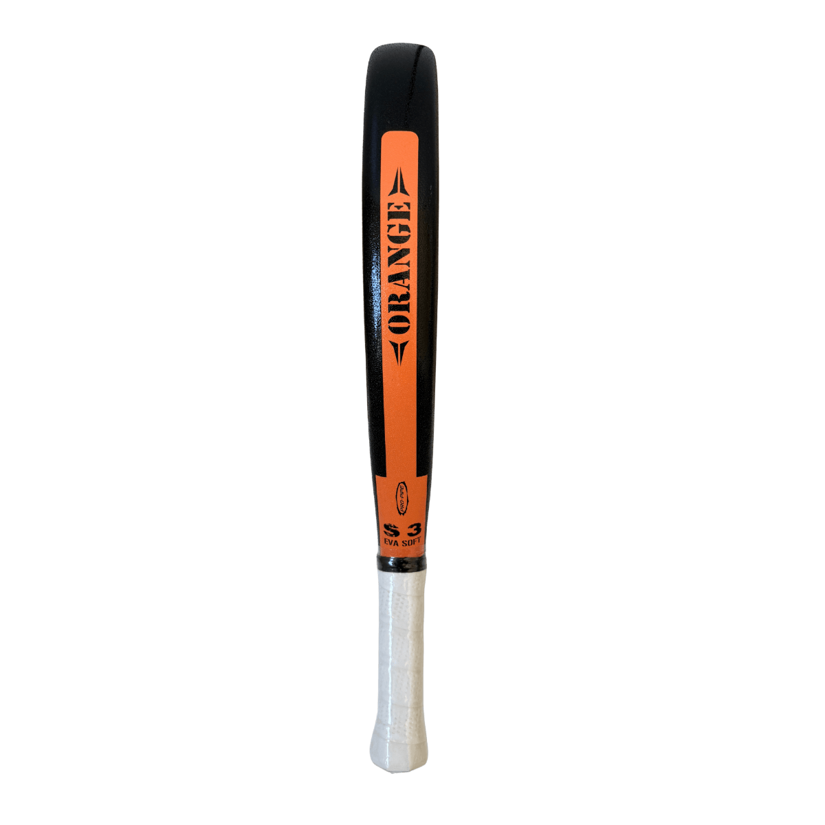 Zwart padel racket met oranje aap logo Mono Fuerte orange zijaanzicht