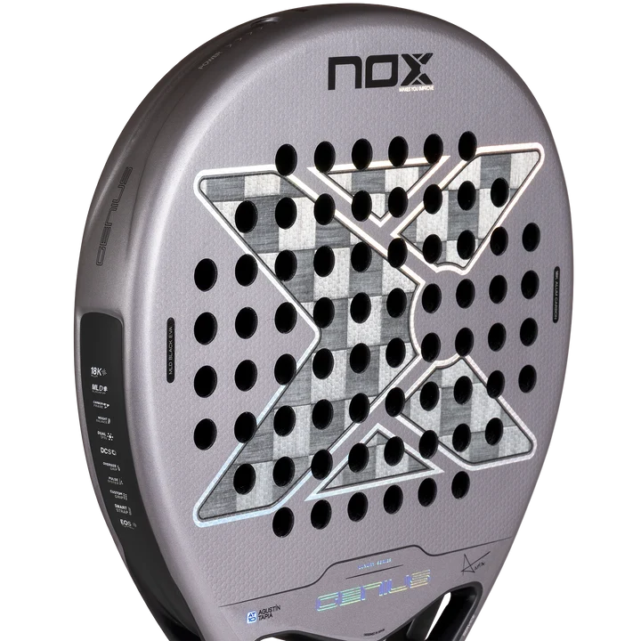 Slagoppervlak licht grijs padel racket Nox Genius 18k 2027