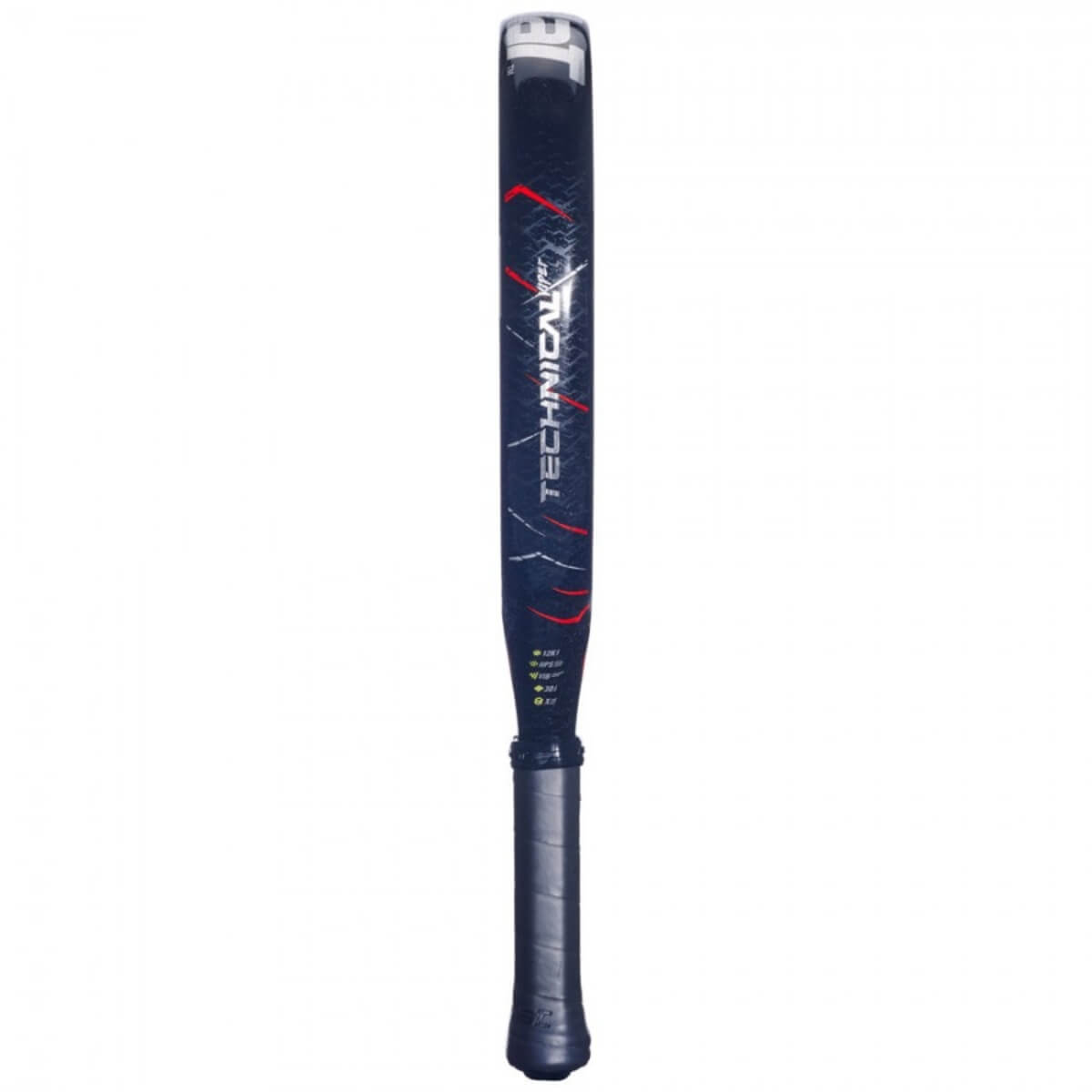 Babolat Technical Viper 2025 padelracket met diamantvormig blad en rode, zwarte en zilveren accenten zijaanzicht