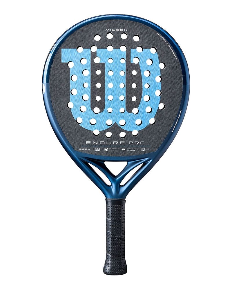 Vooraanzicht Wilson Endure Pro V1 Azul Momo González: rond controle-padelracket met 3K carbon, Control Foam-kern en lage balans (260 mm).