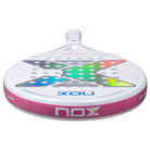 Bovenaanzicht wit padel racket Nox Pro Cup Silver 2027 met roze details