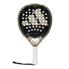 Vooraanzicht van de Adidas Metalbone Ctrl 3.4 2025 zwarte padel racket met gouden logo van adidas in het midden.