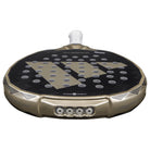 Bovenaanzicht van de Adidas Metalbone Ctrl 3.4 2025 zwarte padel racket met gouden logo van adidas in het midden.