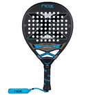 Vooraanzicht zwart padel racket NOX AT10 Pro Cup Soft 2026 met licht blauwe details