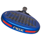 Bovenaanzicht blauw padel racket Nox Ventus Hybrid 12k 2027 by Edu Alonso met afneembare gewichten
