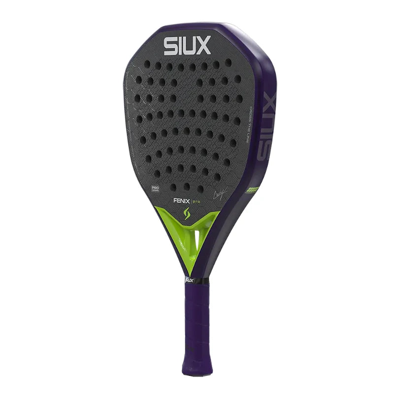 Schuin vooraanzicht Siux Fenix Pro Glow Purple 2026 – Power Racket | Leo Ausburger