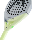 Schuin vooraanzicht Head Extreme Motion 2026 grijs met licht groene padel racket