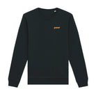 Zwarte sweater met oranje logo pace op de borst