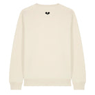 Beige sweater met zwart logo pace centraal bovenaan op de achterzijde